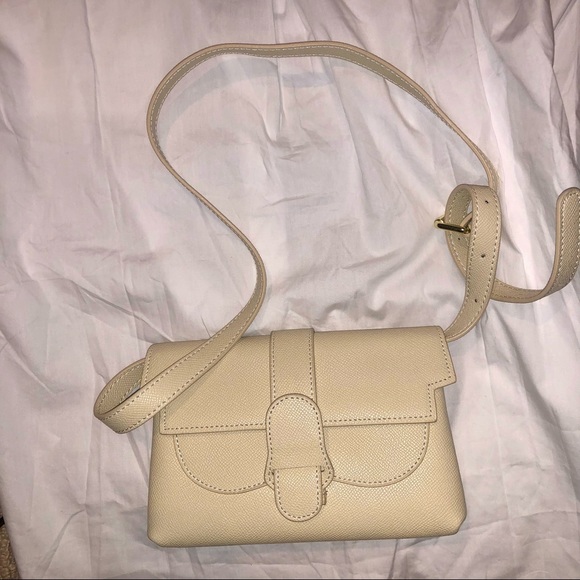 Handbags - Cream Faux Leather Belt, Sling, Crossbody Bag